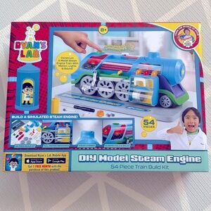 NEW IN BOX! RYAN’S WORLD DIY MODEL STEAM ENGINE. 54 piece train build kit.